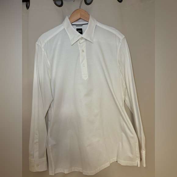 Hugo Boss Men's White Faver Textured Cotton Slim Fit Polo Shirt - Picture 4 of 4